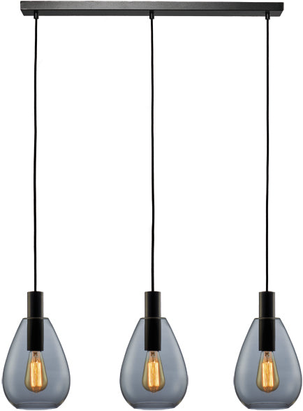 Beleuchtung Hanglamp, 3-lichts, H340 smoke glas