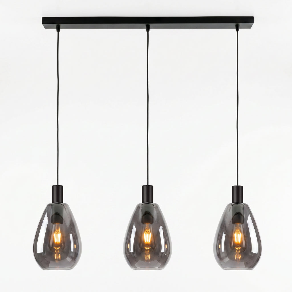 Beleuchtung Hanglamp, 3-lichts, H340 smoke glas