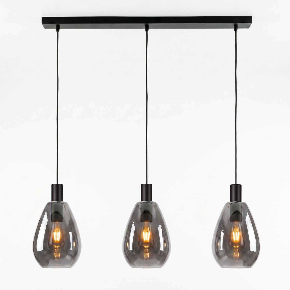 Beleuchtung Hanglamp, 3-lichts, H340 smoke glas