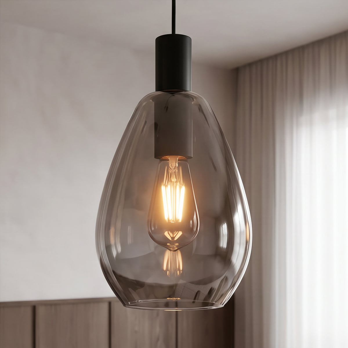 Beleuchtung Hanglamp, 3-lichts, H340 smoke glas