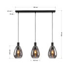 Beleuchtung Hanglamp, 3-lichts, H340 smoke glas