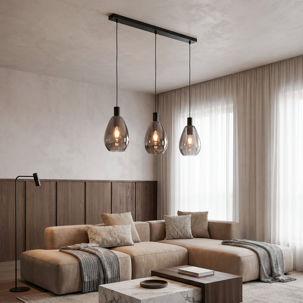 Beleuchtung Hanglamp, 3-lichts, H340 smoke glas