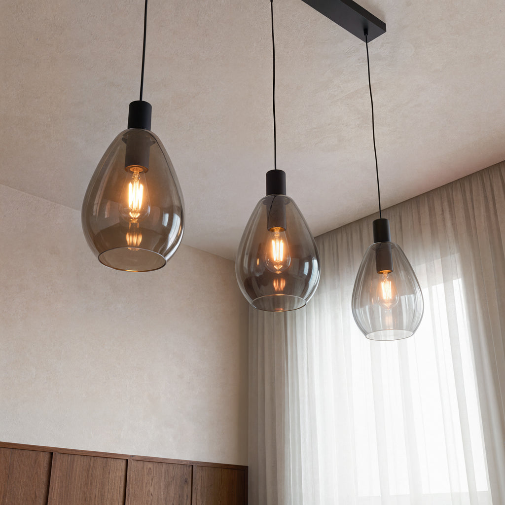 Beleuchtung Hanglamp, 3-lichts, H340 smoke glas