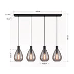 Beleuchtung Hanglamp, 4-lichts, H340 smoke glas