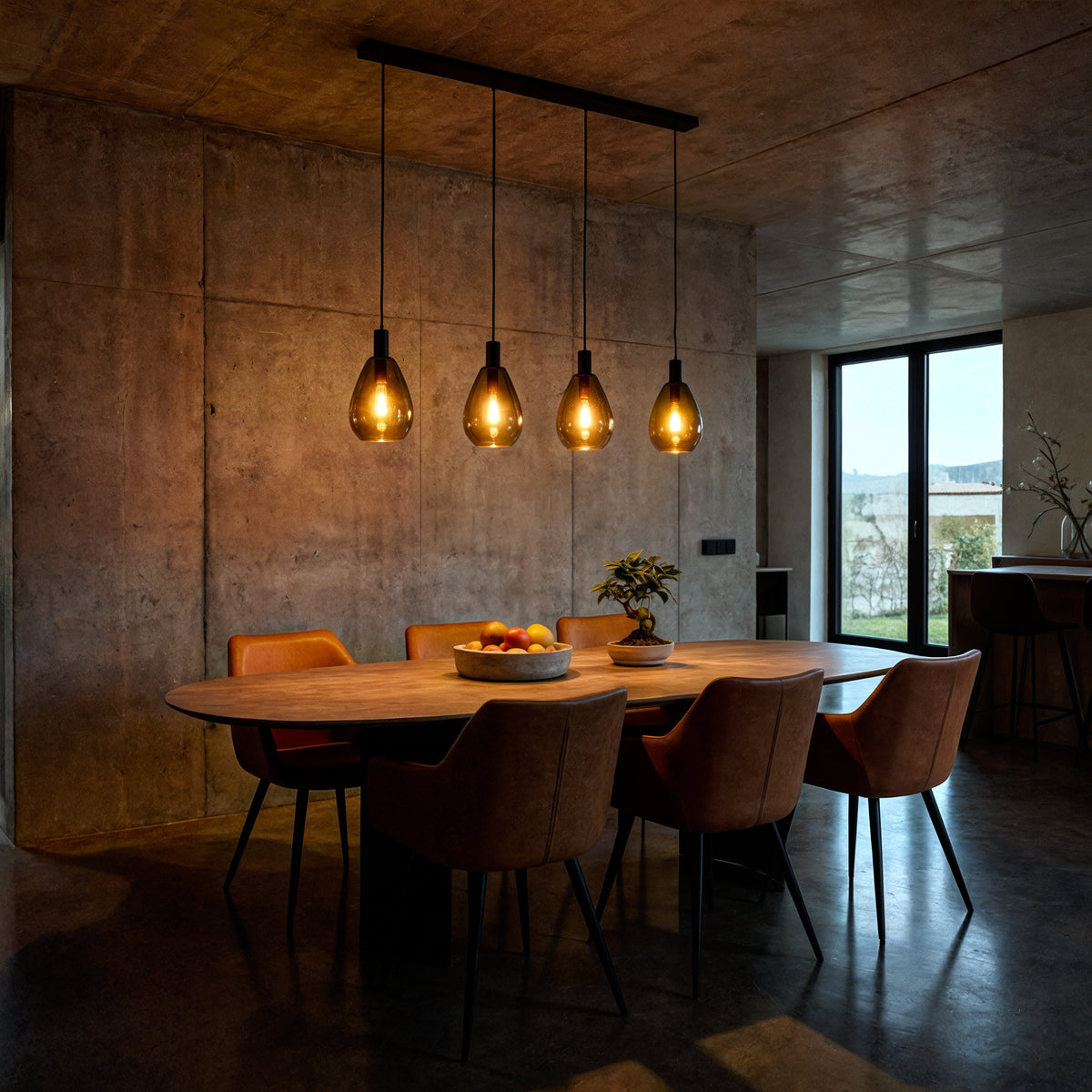 Beleuchtung Hanglamp, 4-lichts, H340 smoke glas