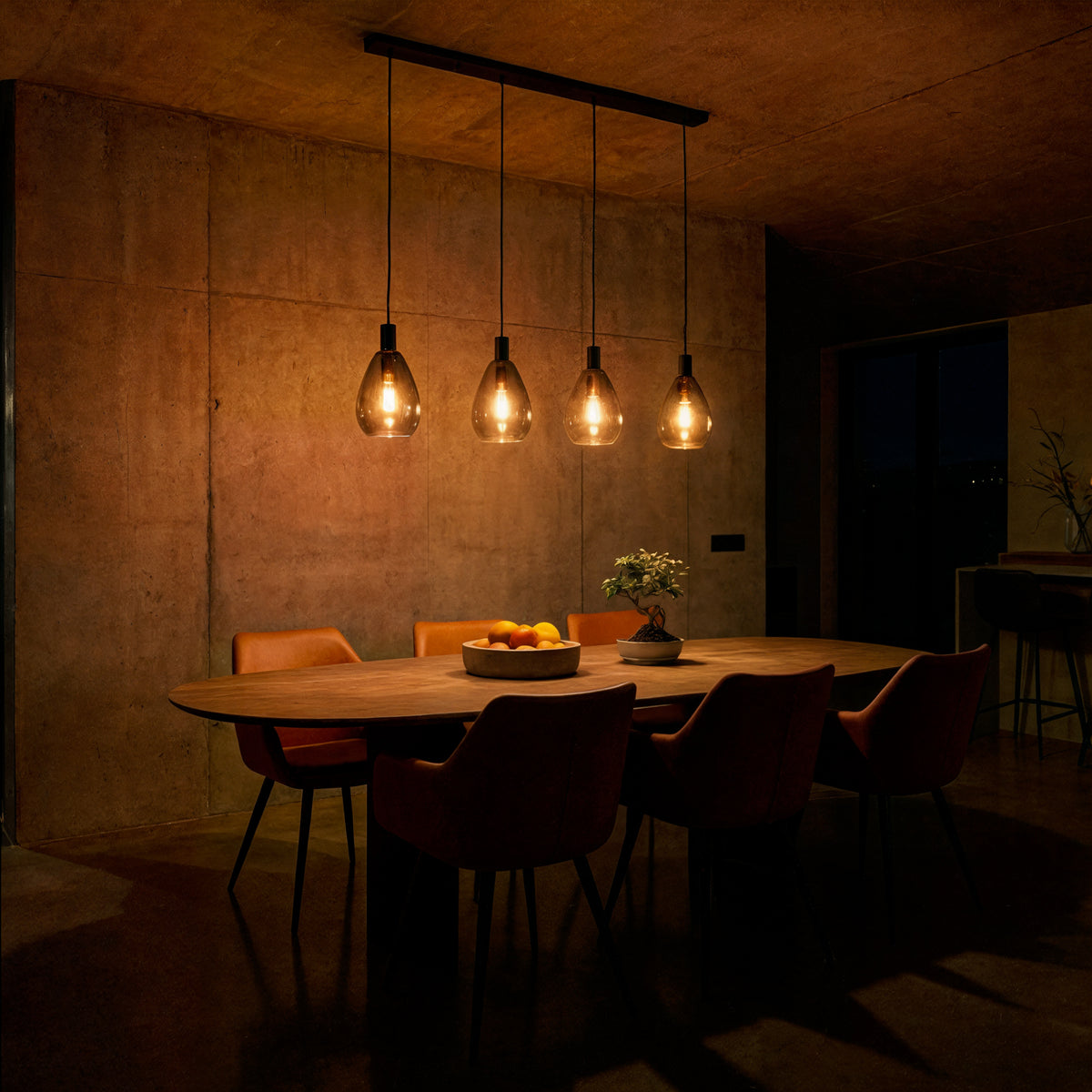 Beleuchtung Hanglamp, 4-lichts, H340 smoke glas
