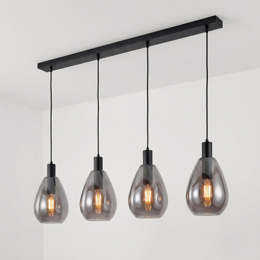 Beleuchtung Hanglamp, 4-lichts, H340 smoke glas