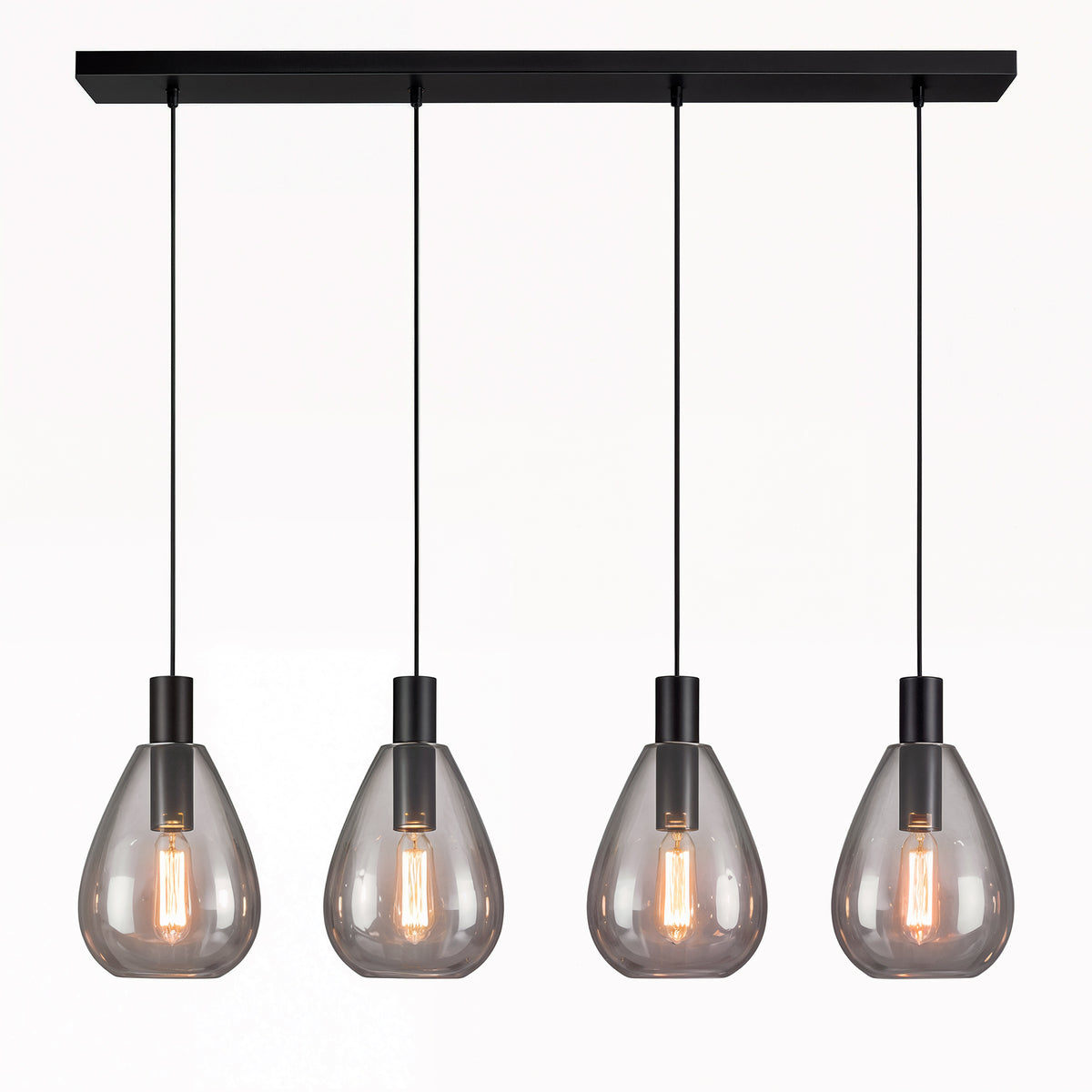 Beleuchtung Hanglamp, 4-lichts, H340 smoke glas
