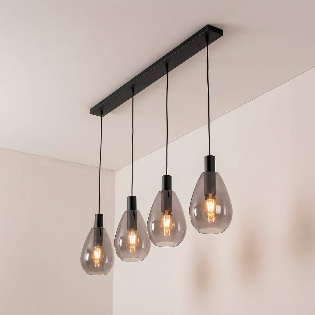 Beleuchtung Hanglamp, 4-lichts, H340 smoke glas