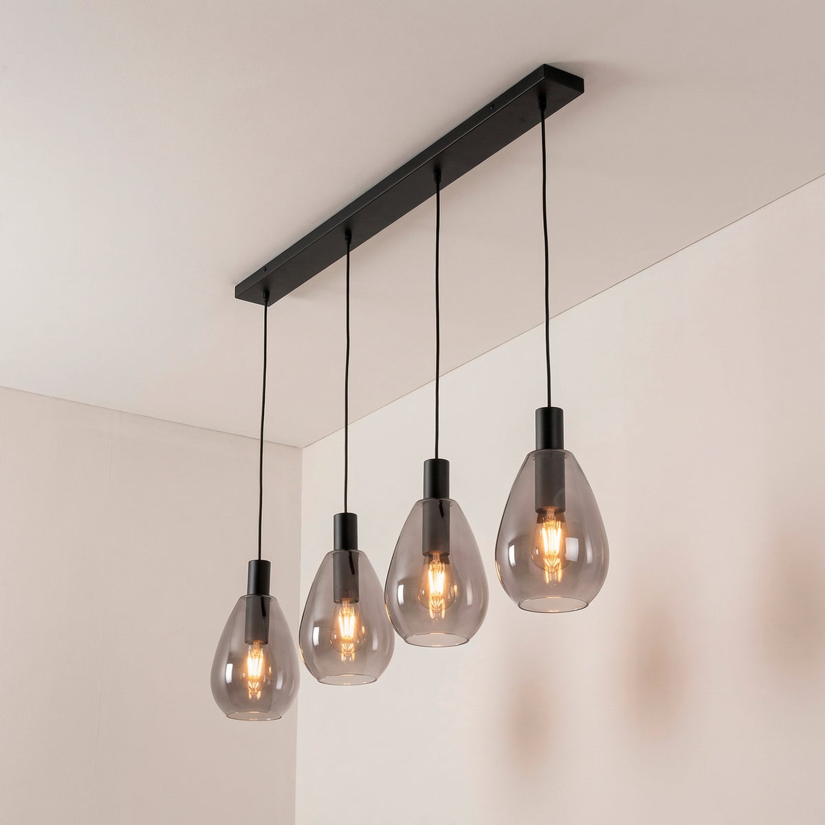 Beleuchtung Hanglamp, 4-lichts, H340 smoke glas