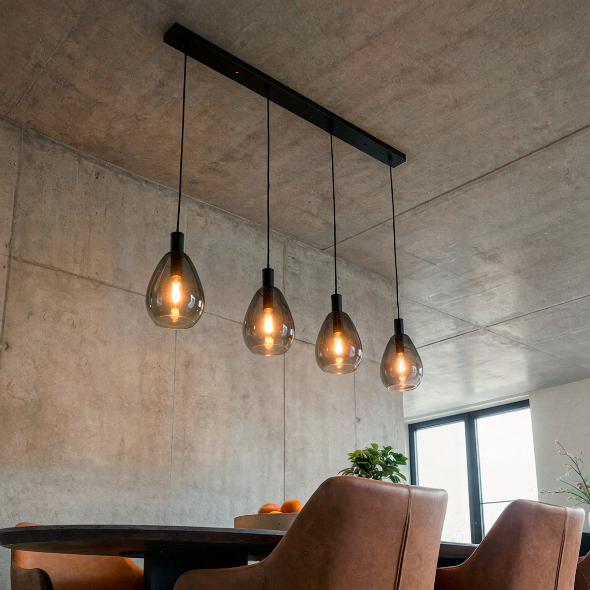 Beleuchtung Hanglamp, 4-lichts, H340 smoke glas