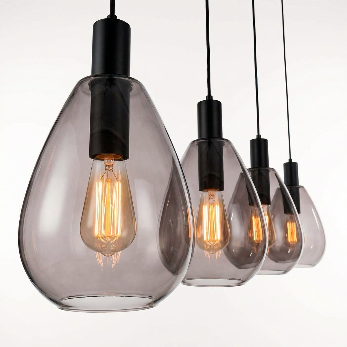 Beleuchtung Hanglamp, 4-lichts, H340 smoke glas