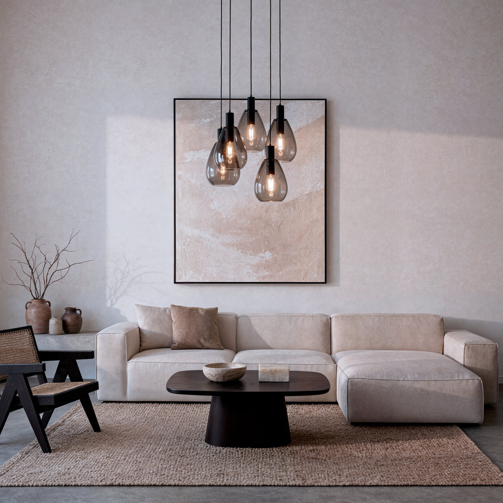 Beleuchtung Hanglamp, 5-lichts, H340 smoke glas