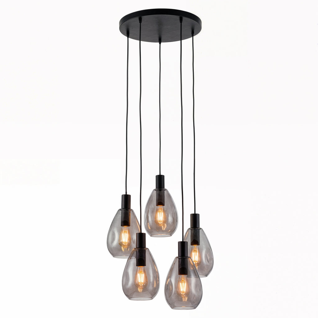 Beleuchtung Hanglamp, 5-lichts, H340 smoke glas