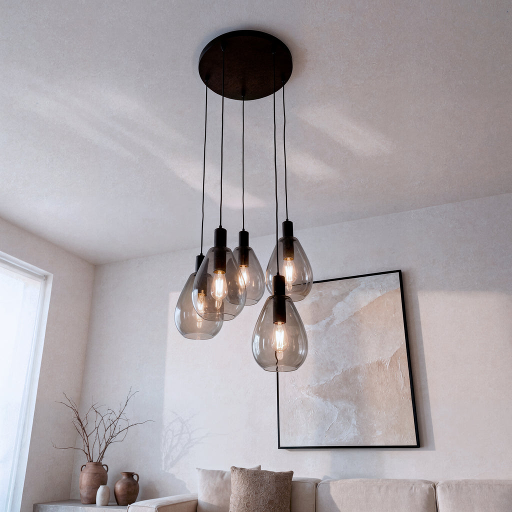 Beleuchtung Hanglamp, 5-lichts, H340 smoke glas