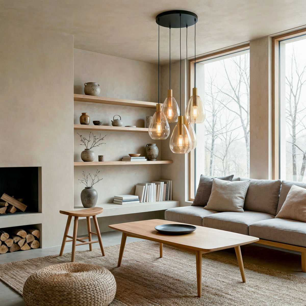 Beleuchtung Hanglamp, 5-lichts, H550 amber glas