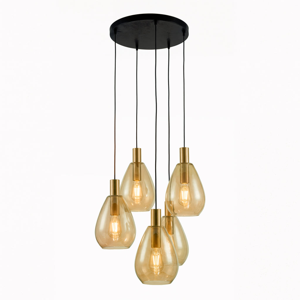 Beleuchtung Hanglamp, 5-lichts, H550 amber glas
