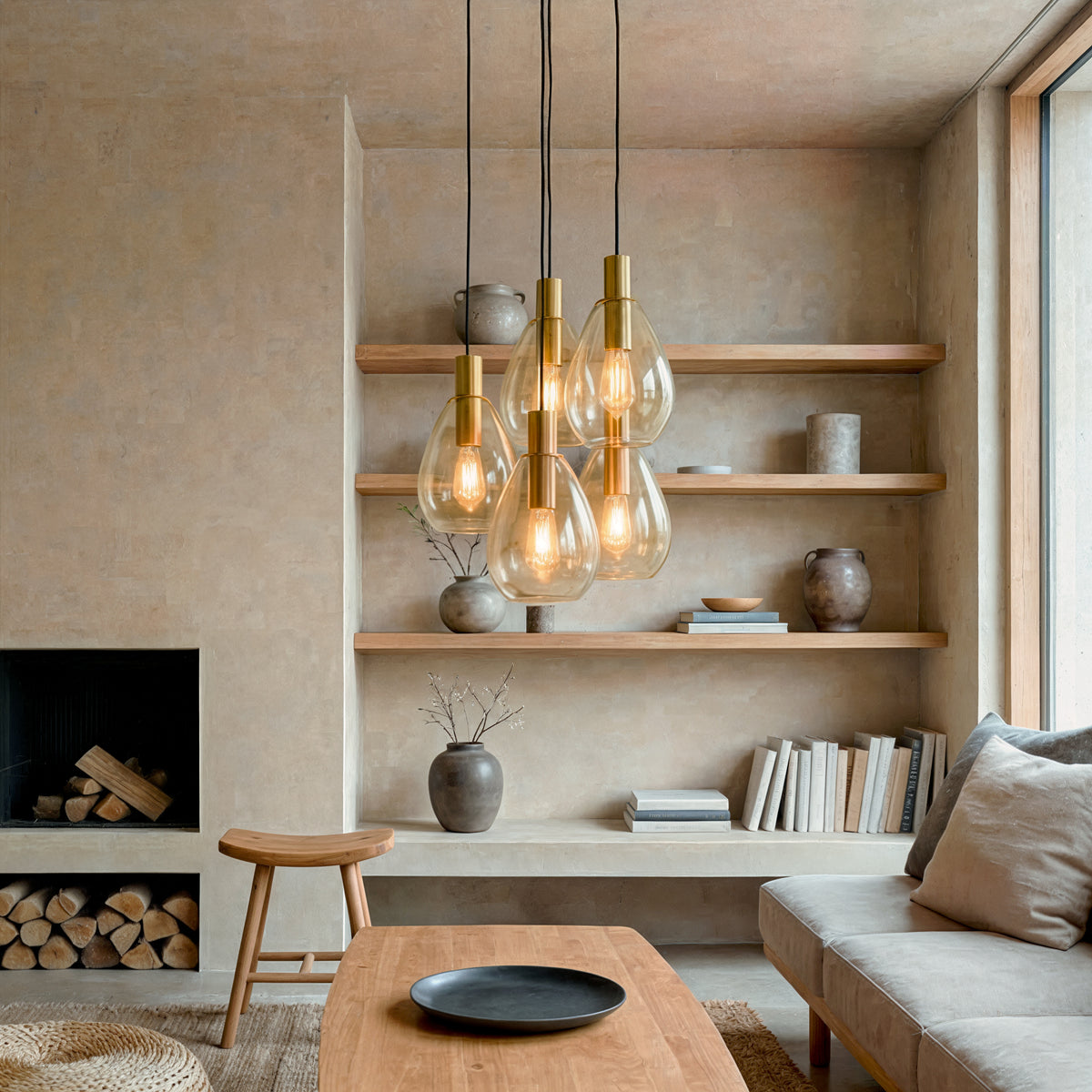 Beleuchtung Hanglamp, 5-lichts, H550 amber glas
