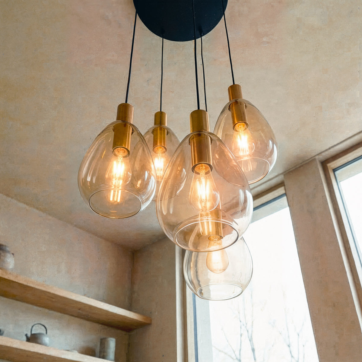 Beleuchtung Hanglamp, 5-lichts, H550 amber glas
