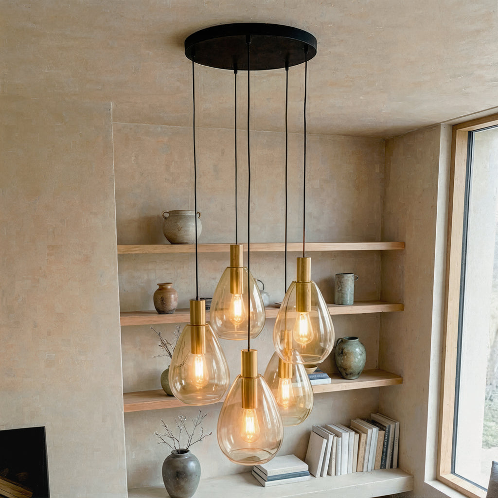 Beleuchtung Hanglamp, 5-lichts, H550 amber glas