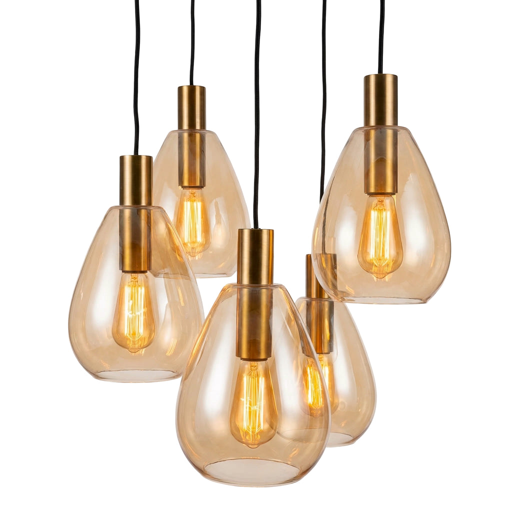 Beleuchtung Hanglamp, 5-lichts, H550 amber glas