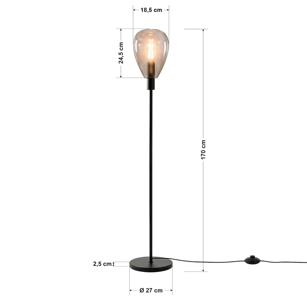 Beleuchtung Vloerlamp, 1-lichts, V340 smoke glas