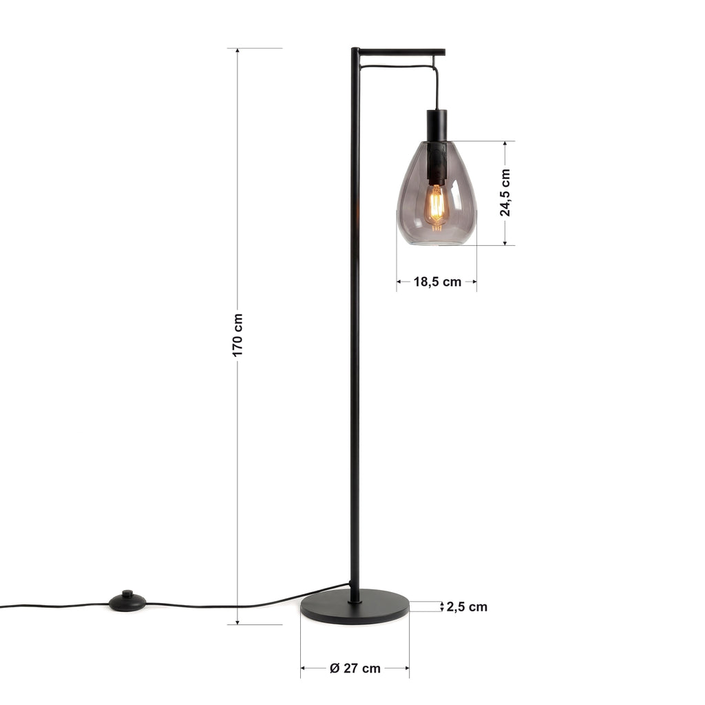 Beleuchtung Vloerlamp, 1-lichts, V340 smoke glas