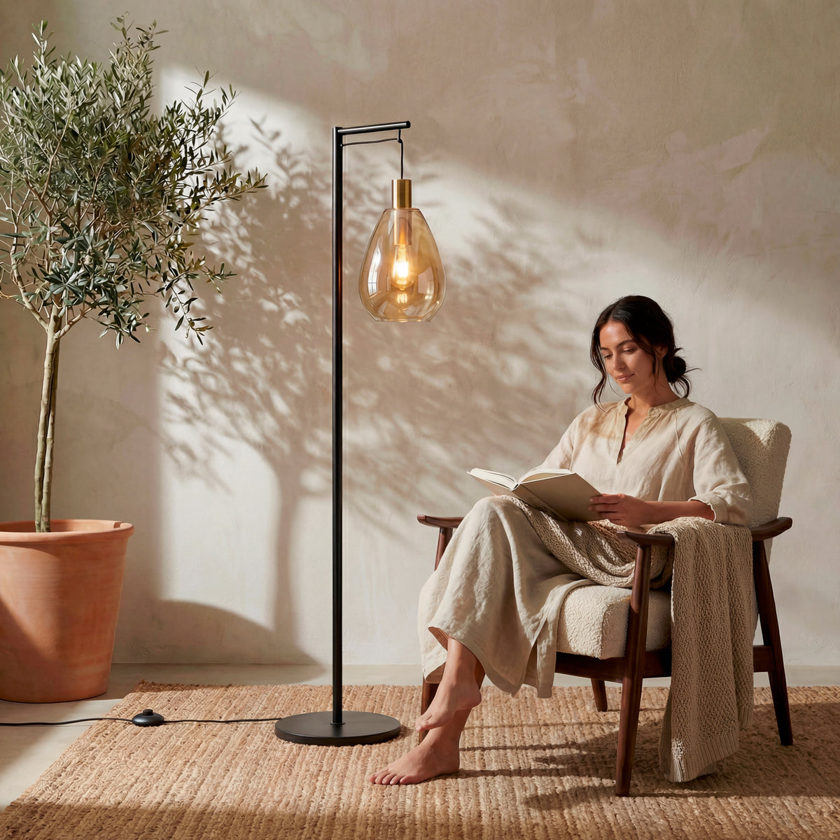 Beleuchtung Vloerlamp, 1-lichts, V550 amber glas