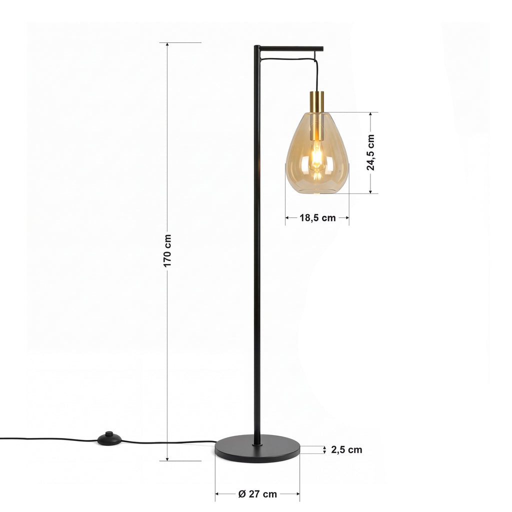 Beleuchtung Vloerlamp, 1-lichts, V550 amber glas
