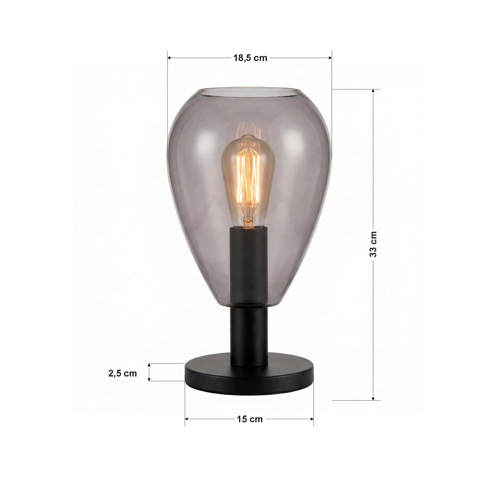 Beleuchtung Tafellamp, 1-lichts, T340 smoke glas