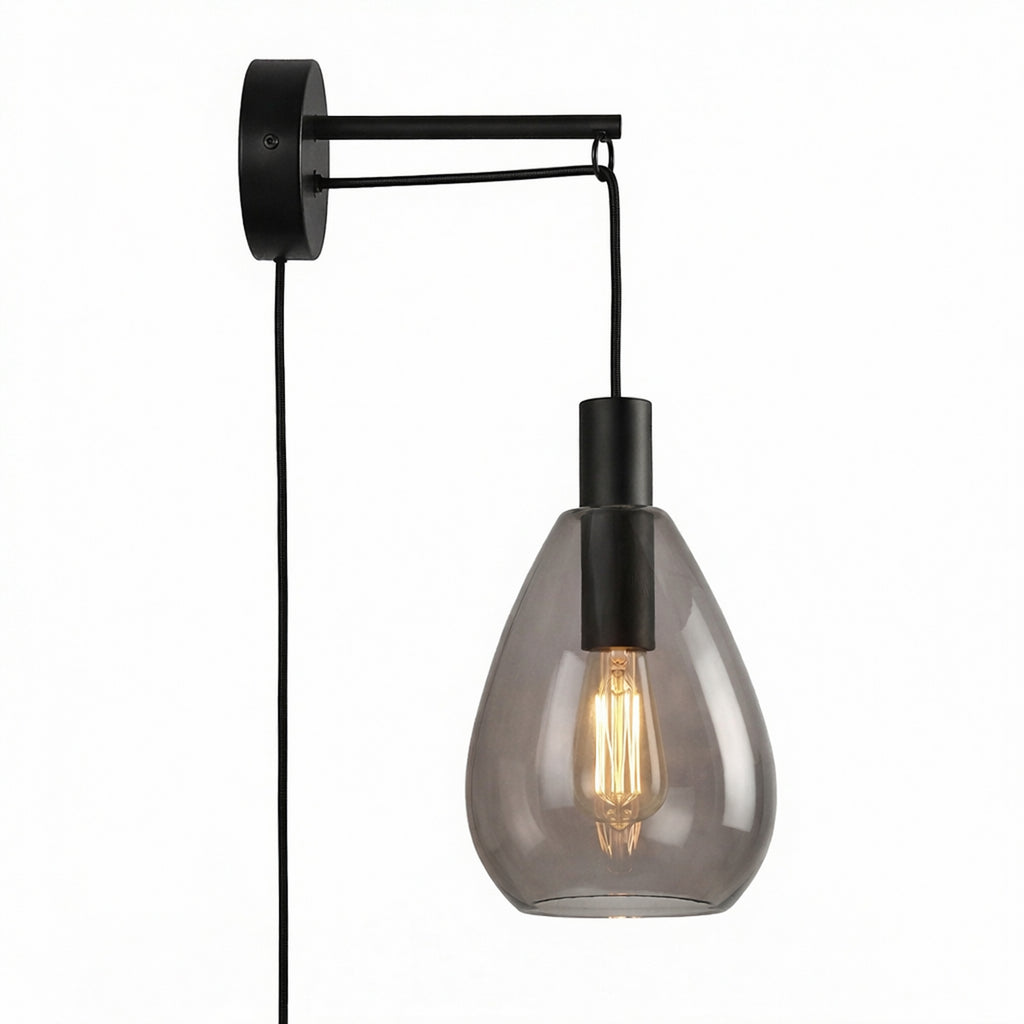 Beleuchtung Wandlamp, 1-lichts, W340 smoke glas