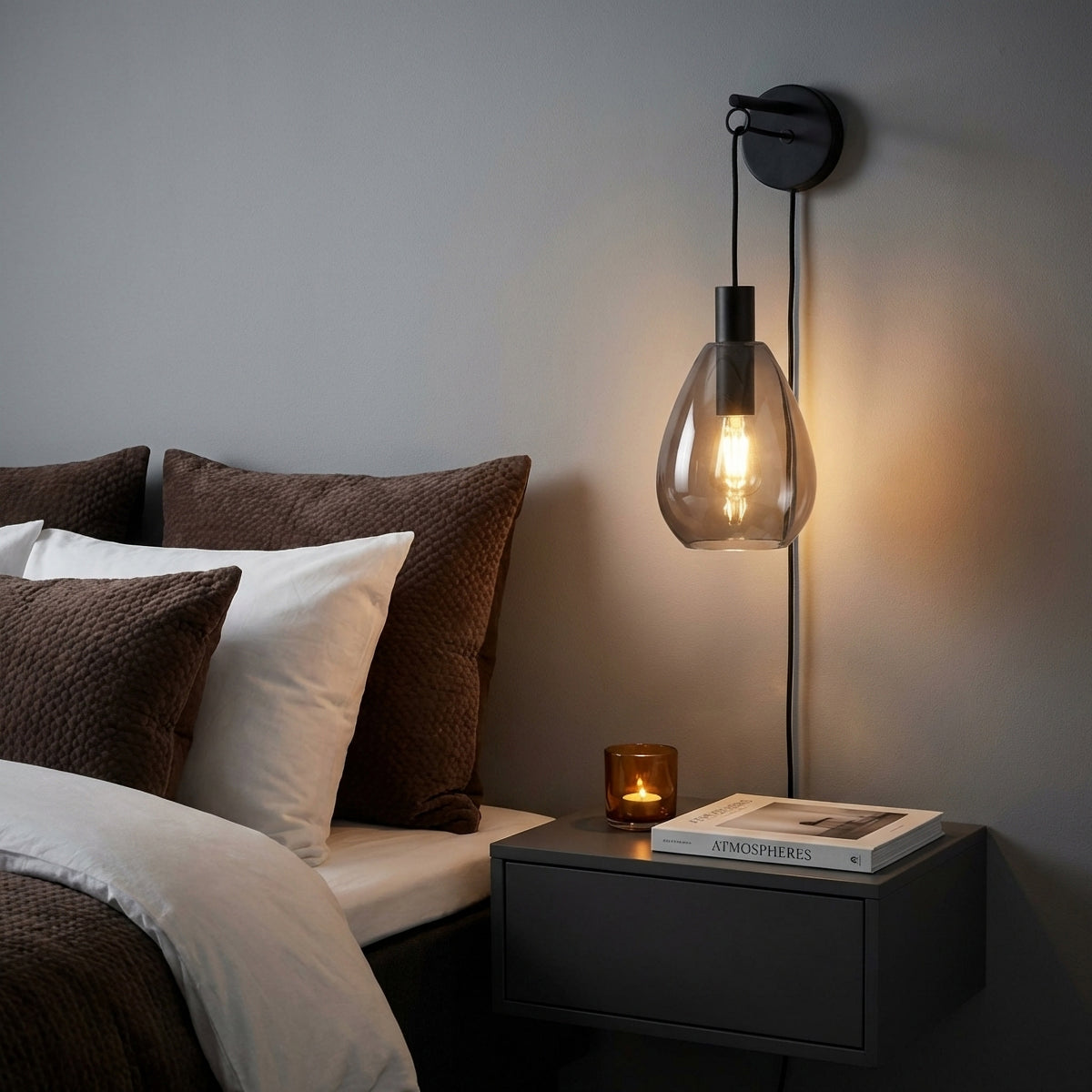 Beleuchtung Wandlamp, 1-lichts, W340 smoke glas