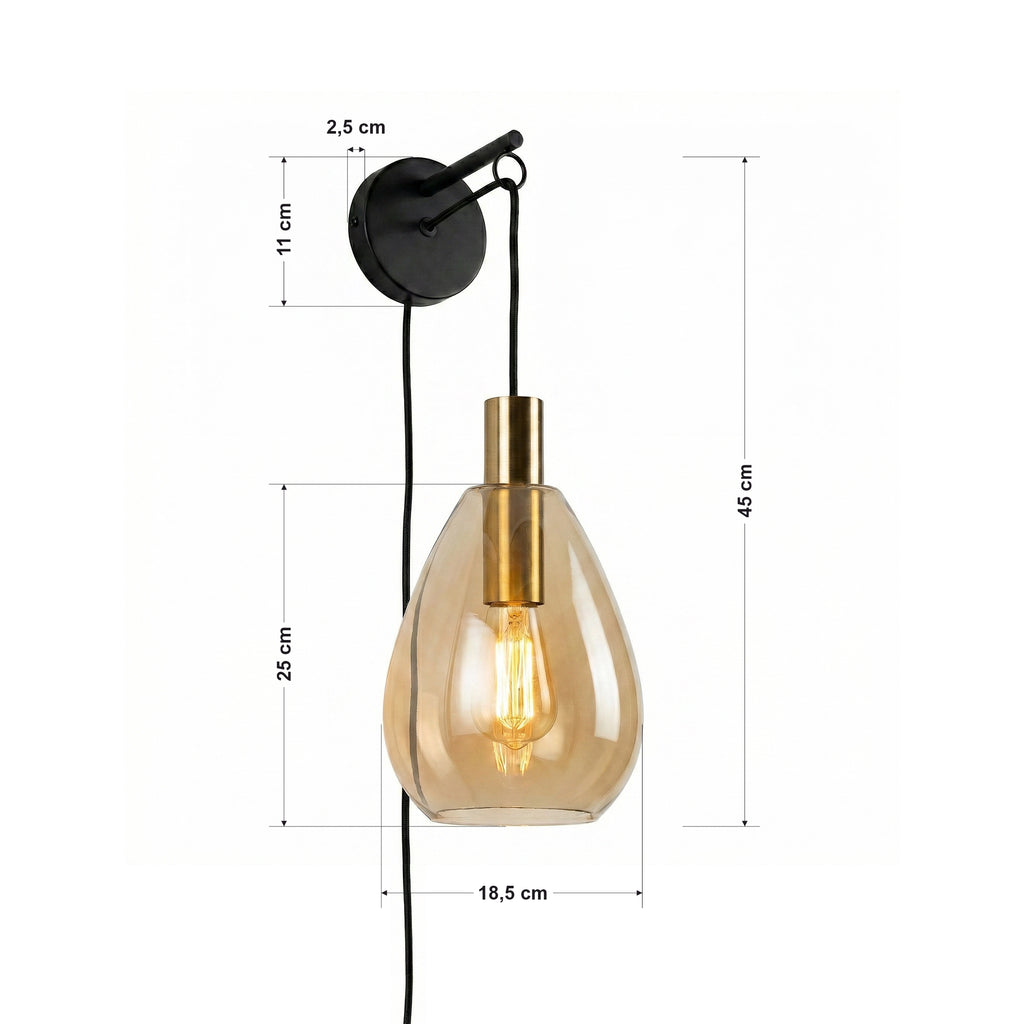 Beleuchtung Wandlamp, 1-lichts, W550 amber glas