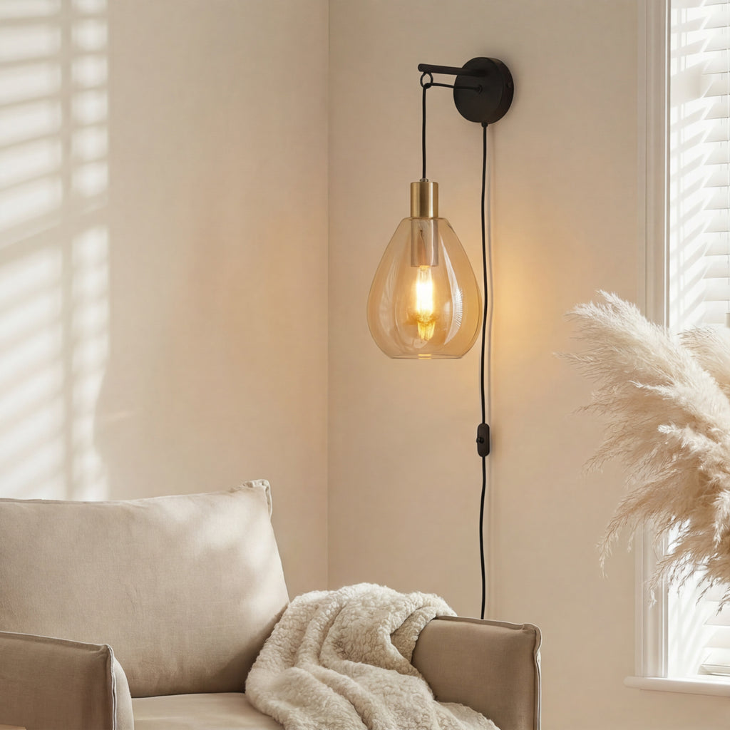 Beleuchtung Wandlamp, 1-lichts, W550 amber glas