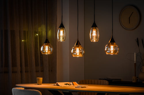 Beleuchtung Hanglamp, 5-lichts, H550 amber glas in Glas