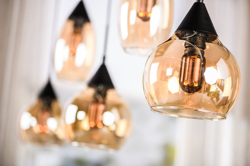 Beleuchtung Hanglamp, 5-lichts, H550 amber glas in Glas