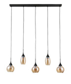 Beleuchtung Hanglamp, 5-lichts, H550 amber glas in Glas