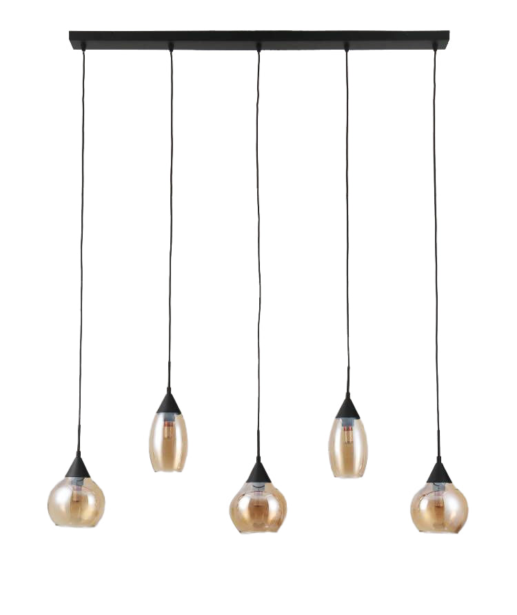 Beleuchtung Hanglamp, 5-lichts, H550 amber glas in Glas