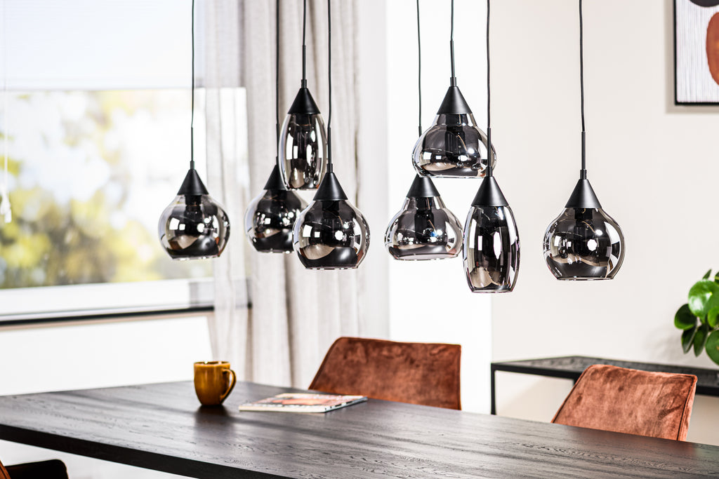 Beleuchtung Hanglamp, 8-lichts, H340 smoke glas in Staal/glas