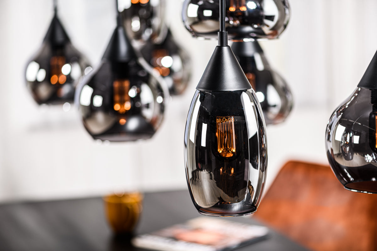 Beleuchtung Hanglamp, 8-lichts, H340 smoke glas in Staal/glas