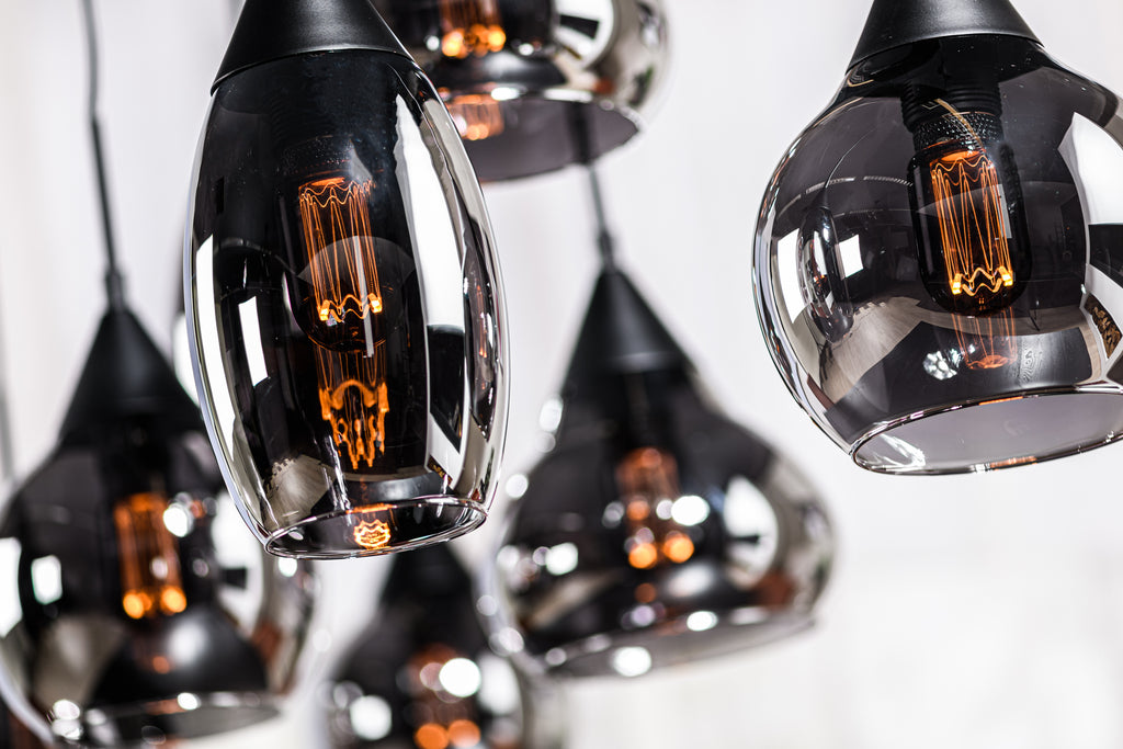 Beleuchtung Hanglamp, 8-lichts, H340 smoke glas in Staal/glas