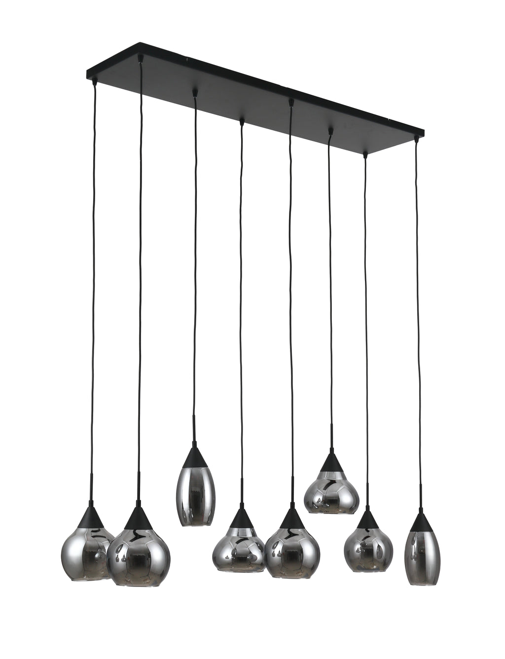 Beleuchtung Hanglamp, 8-lichts, H340 smoke glas in Staal/glas