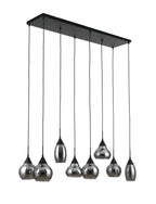 Beleuchtung Hanglamp, 8-lichts, H340 smoke glas in Staal/glas
