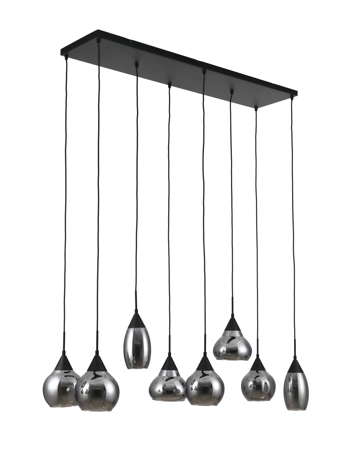 Beleuchtung Hanglamp, 8-lichts, H340 smoke glas in Staal/glas