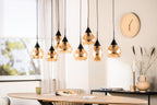 Beleuchtung Hanglamp, 8-lichts, H550 amber glas in Glas