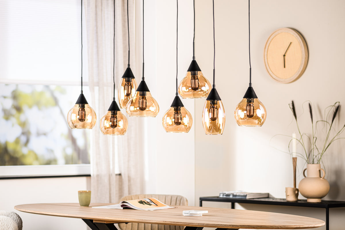Beleuchtung Hanglamp, 8-lichts, H550 amber glas in Glas