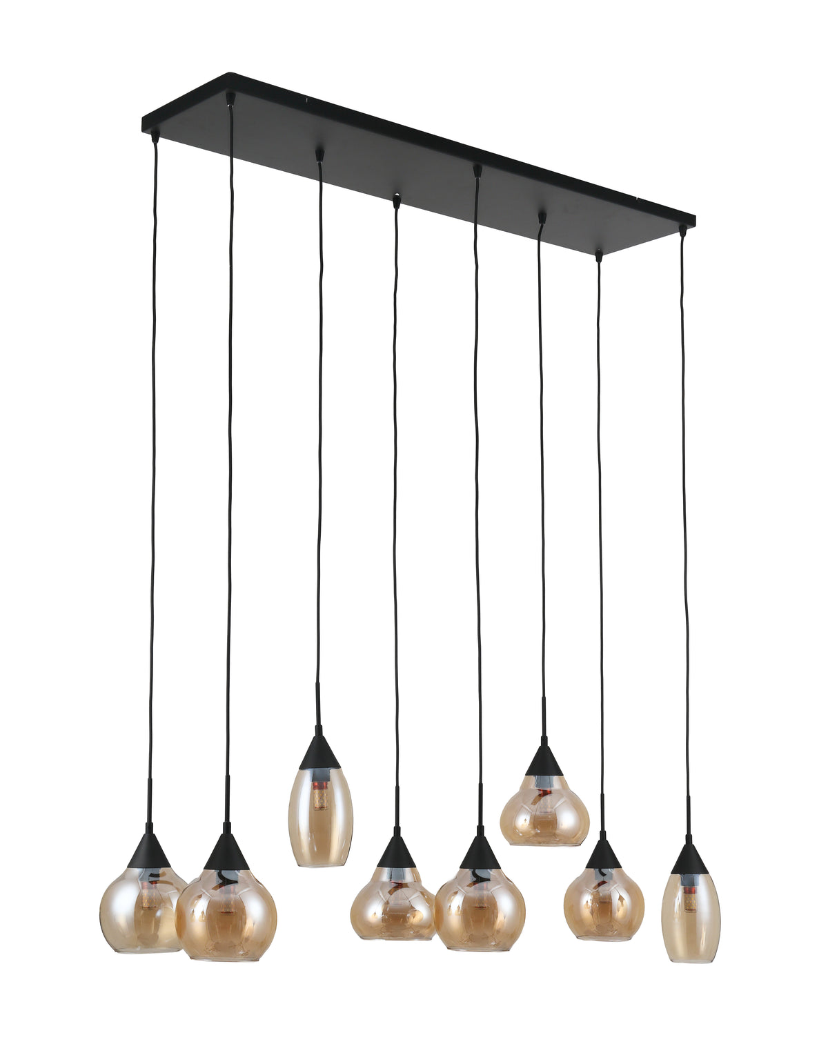 Beleuchtung Hanglamp, 8-lichts, H550 amber glas in Glas