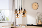 Beleuchtung Hanglamp, 6-lichts, H550 amber glas in Glas